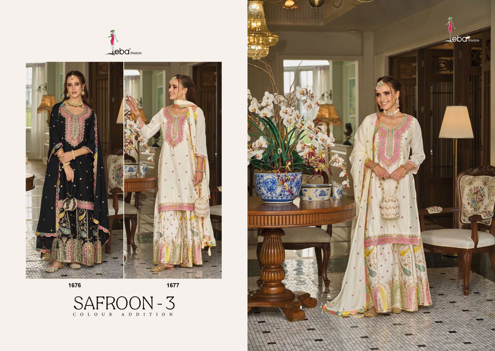Safroon Vol 3 By Eba Heavy Wedding Wear Readymade Suits 
